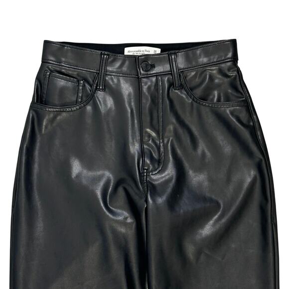 Abercrombie & Fitch 90s Straight Ultra High Rise Curve Love Pants Vegan Leather - Picture 5 of 13